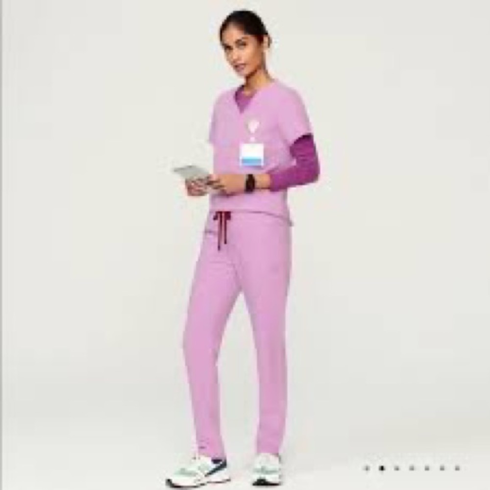 Figs one pocket scrub top -Dusk pink - limited color- size Large.